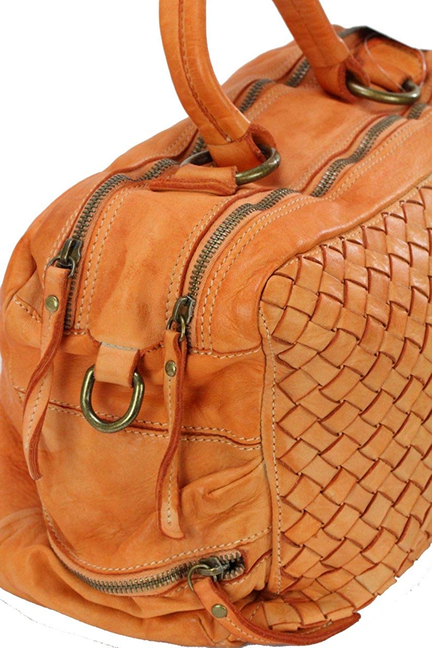 BZNA Bag Marie Orange ausgewaschen sheep Italy Designer Damen Ledertasche Handtasche Schultertasche Tasche Schafsleder Shopper Neu
