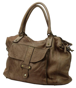 BOZANA Bag Viola beige Italy Designer Damen Handtasche Ledertasche Schultertasche Tasche Leder Shopper Neu