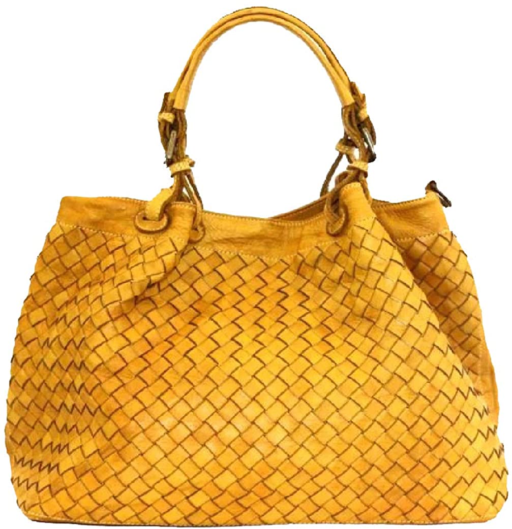 BZNA Bag Fina small gelb Lederfarben Italy Designer Damen Handtasche Schultertasche Tasche Schafsleder Shopper Neu