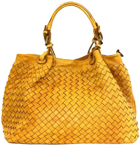 BZNA Bag Fina small gelb Lederfarben Italy Designer Damen Handtasche Schultertasche Tasche Schafsleder Shopper Neu