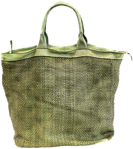 BZNA Bag Roma grün Italy langer abnehmbarer Schultergurt Designer Damen Handtasche Schultertasche Tasche Schafsleder Shopper Neu