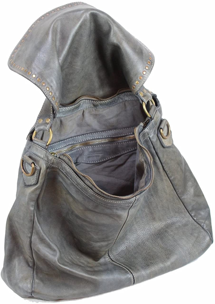 BOZANA Bag Jule grey Italy Designer Messenger Damen Handtasche Schultertasche Tasche Schafsleder Shopper Neu