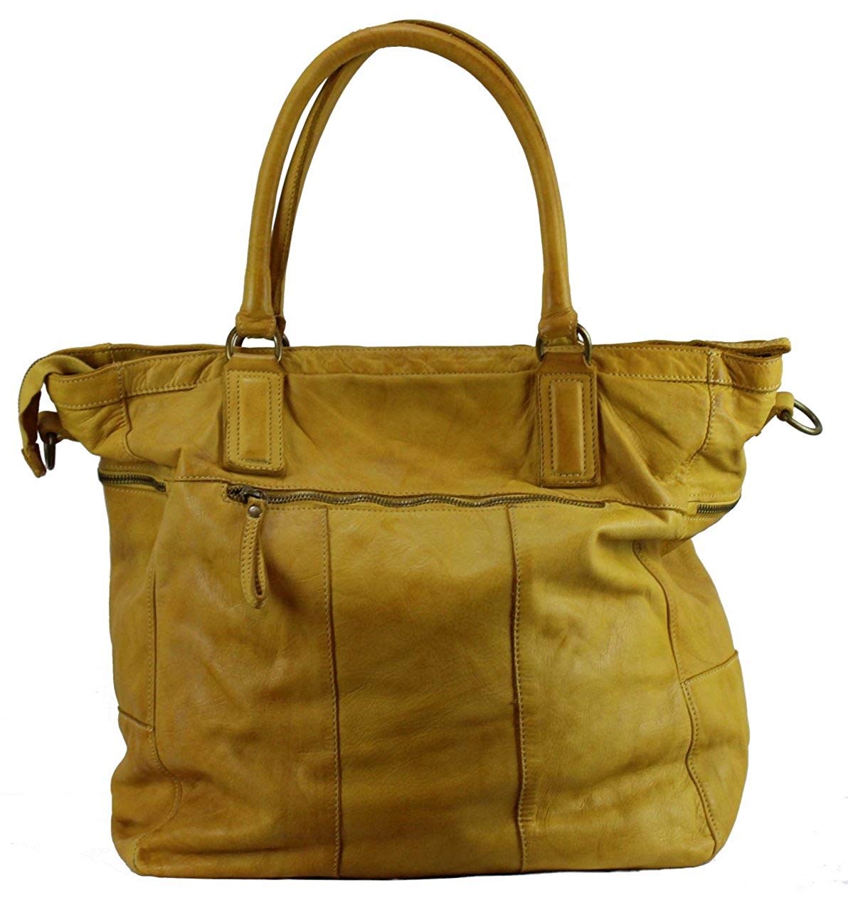 BZNA Bag Boney gelb Italy Designer Damen Handtasche Schultertasche Tasche Leder Shopper Neu