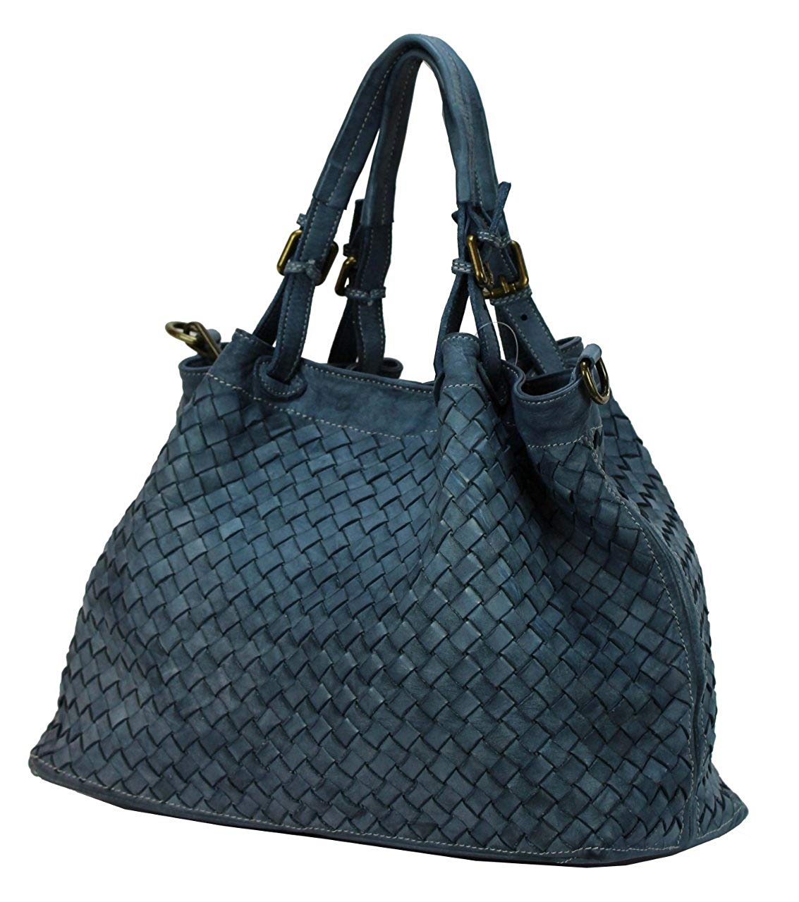 BZNA Rene Bag Blau blue Italy Designer geflochten Damen Handtasche Schultertasche Tasche Schafsleder Shopper Neu