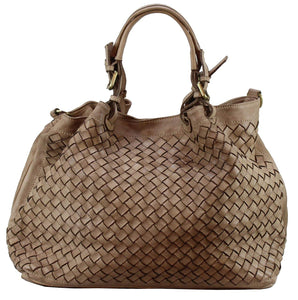 BZNA Bag Rene beige Italy Designer geflochten Damen Handtasche Ledertasche Schultertasche Tasche Schafsleder Shopper Neu